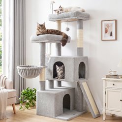 Globlazer 55-in Tall Plush Multi-Level Cat Tree Tower, Light Gray