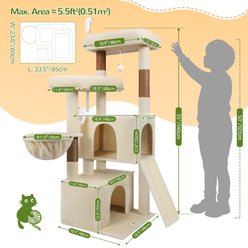 Globlazer 55-in Tall Plush Multi-Level Cat Tree Tower, Beige slide 2 of 8