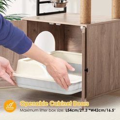 W-Jopns 65.35-in Litter Box Enclosure & Cat Tree, Gray slide 2 of 9