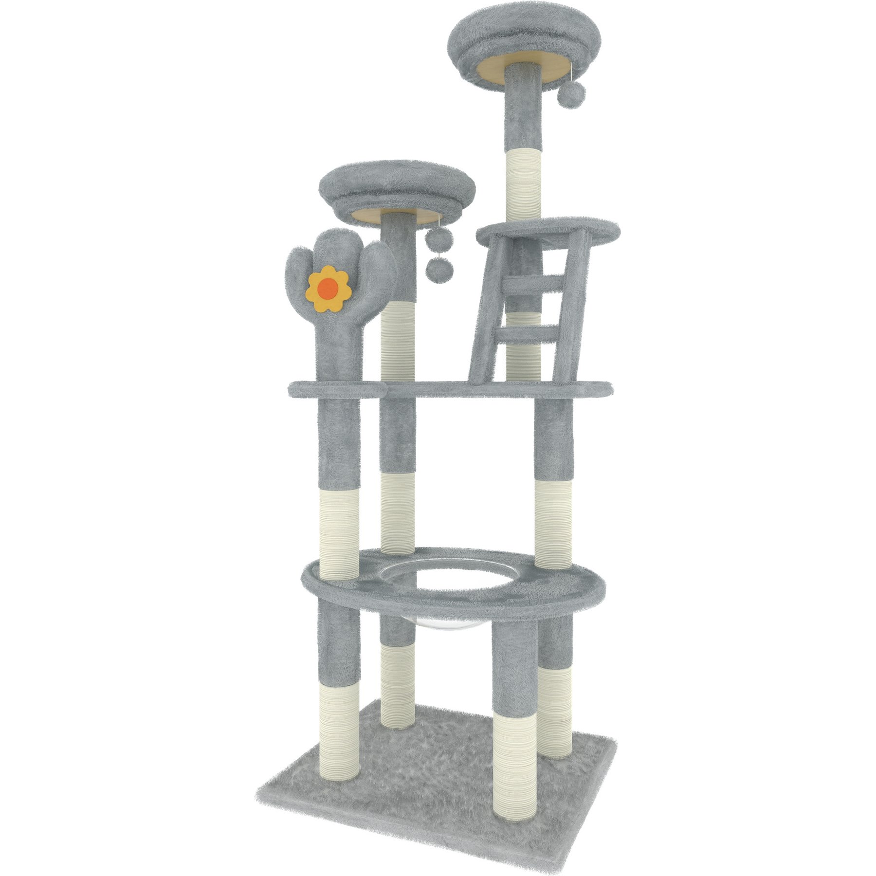 W-Jopns 72-in Transparent Capsule Cactus Cat Tree, Gray