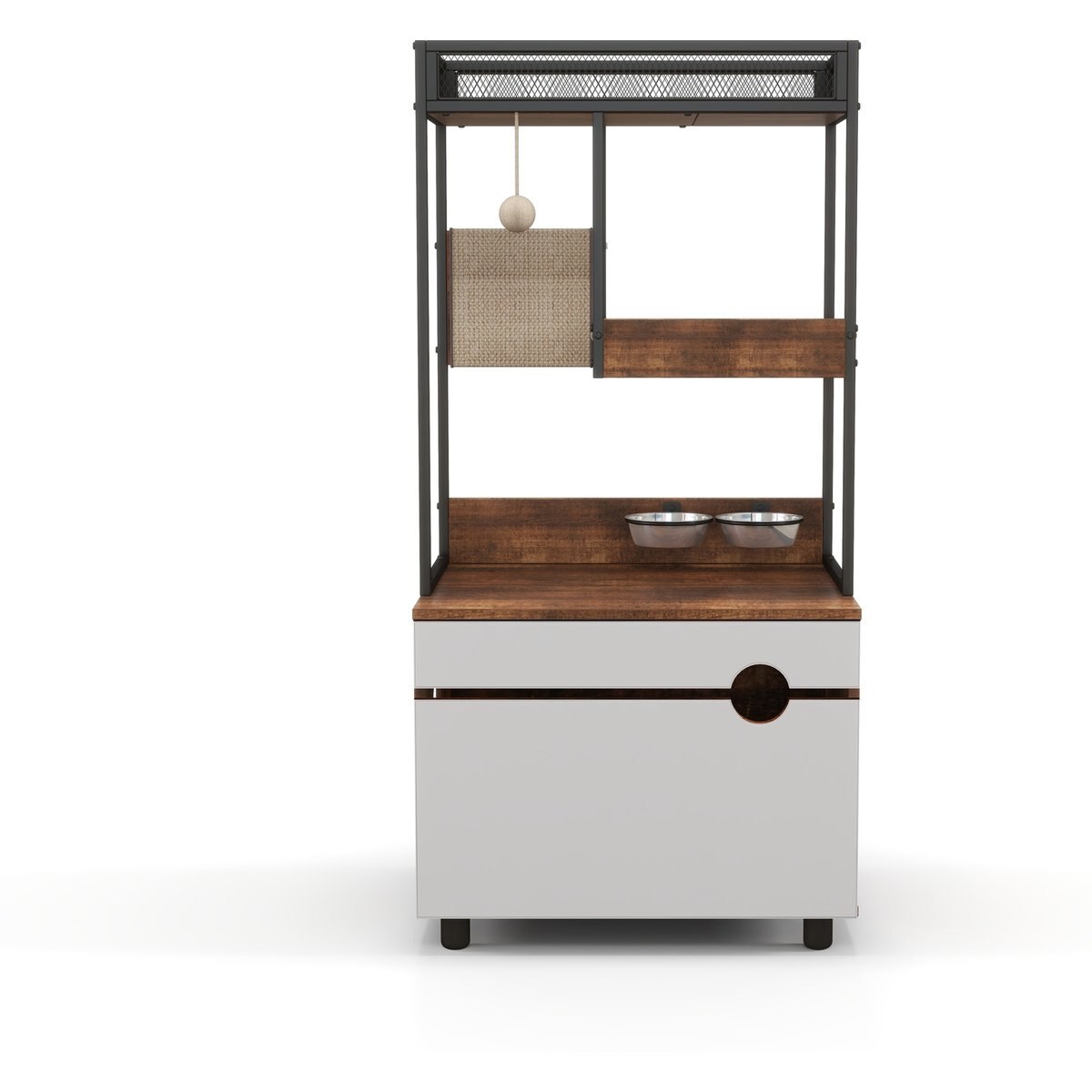 W-Jopns 48-in Litter Box Enclosure & Cat Tree, Walnut