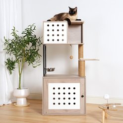 W-Jopns All-in-One 47.24-in Litter Box Enclosure & Cat Tree