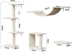 W-Jopns 4-Piece Modern Wall-Mounted Cat Furniture, Natural Wood slide 2 of 5