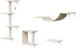 W-Jopns 4-Piece Modern Wall-Mounted Cat Furniture, Beige
