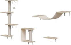 W-Jopns 4-Piece Modern Wall-Mounted Cat Furniture, Natural Wood slide 1 of 5