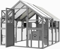 Cesicia Catio Outdoor Metal Cat House with PVC Roof, Gray