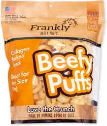 Frankly Beefy Puffs Gluten-Free Beef Cheese Crunchy Dog Treats, 5-oz bag