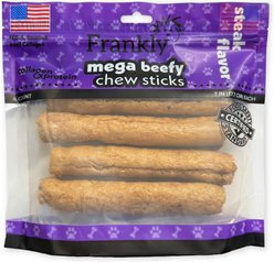 Frankly Mega Beefy 7-inch Beef Steak Rawhide Dog Chew, 4 count