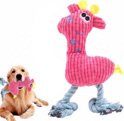 Kseroo Deer Squeaky Exercise Tough Plush Dog Toy, Red/Magenta, 1 count