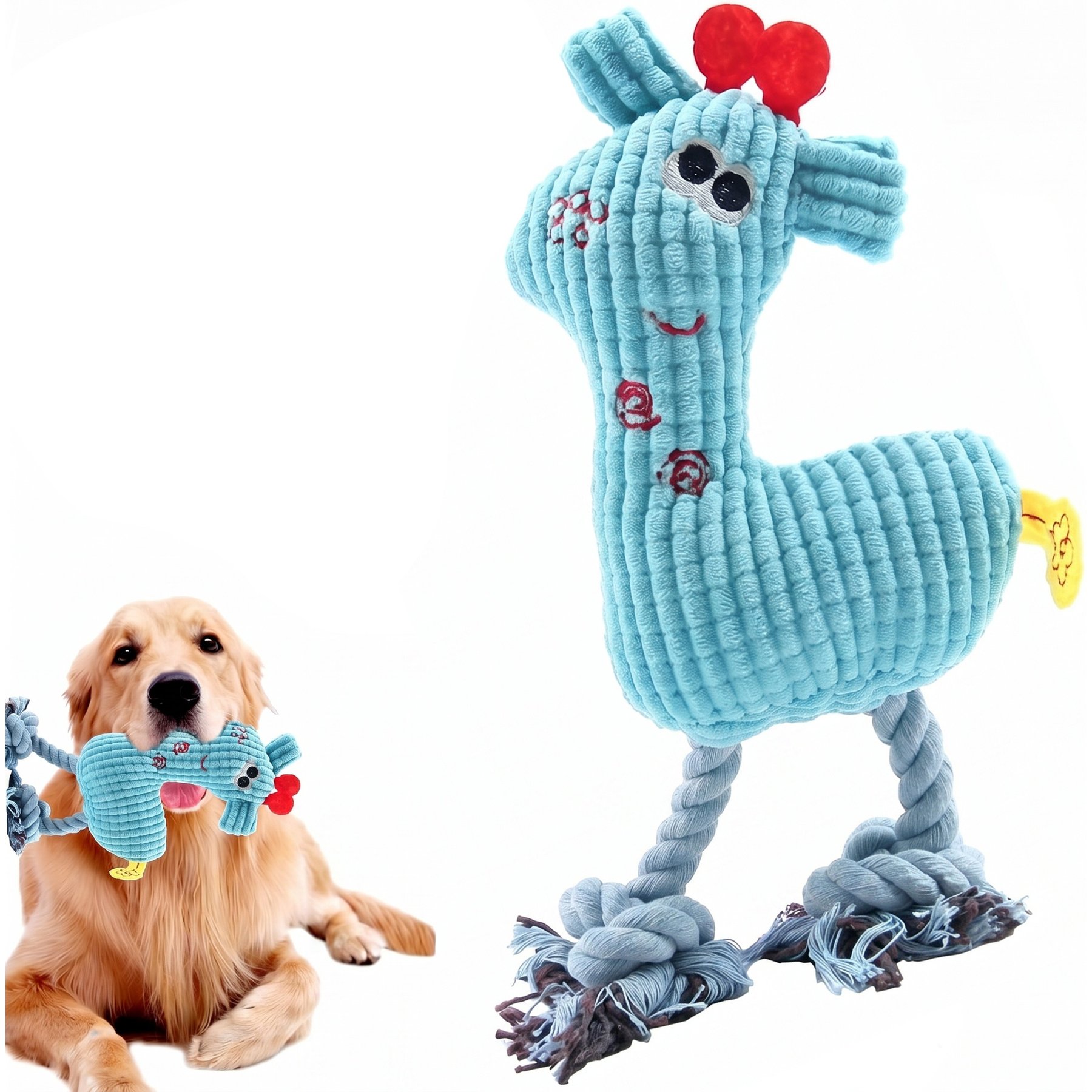 Kseroo Deer Squeaky Exercise Tough Plush Dog Toy, Blue, 1 count