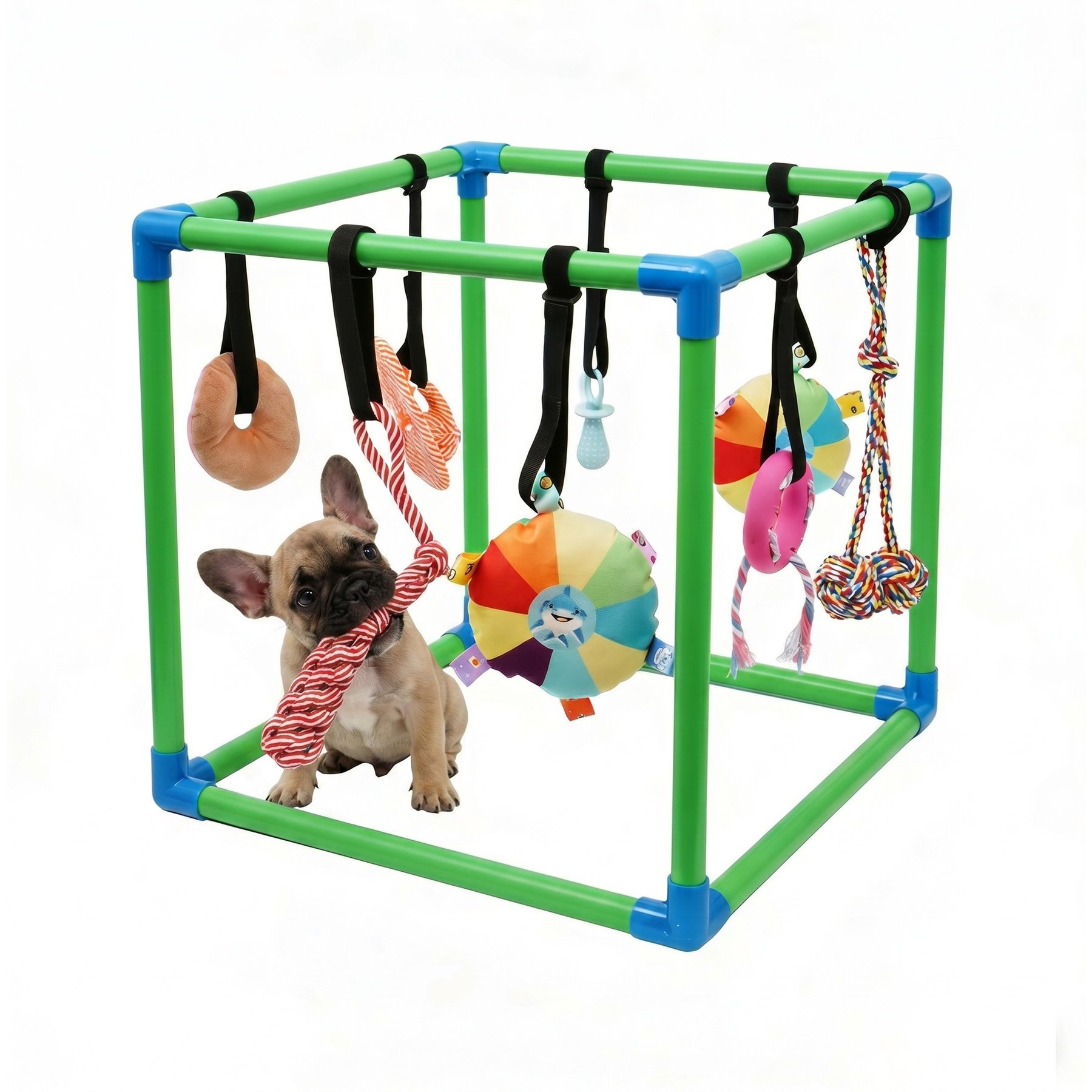 Kseroo PVC Play Gym Exercise Training Scratcher Cat Toy Set, 8 count, Green