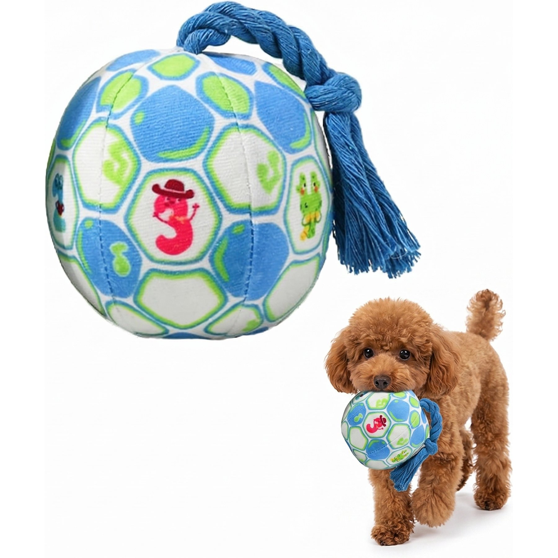 Kseroo Unicorn Ball Squeaky Exercise Tough Plush Dog Toy, Blue