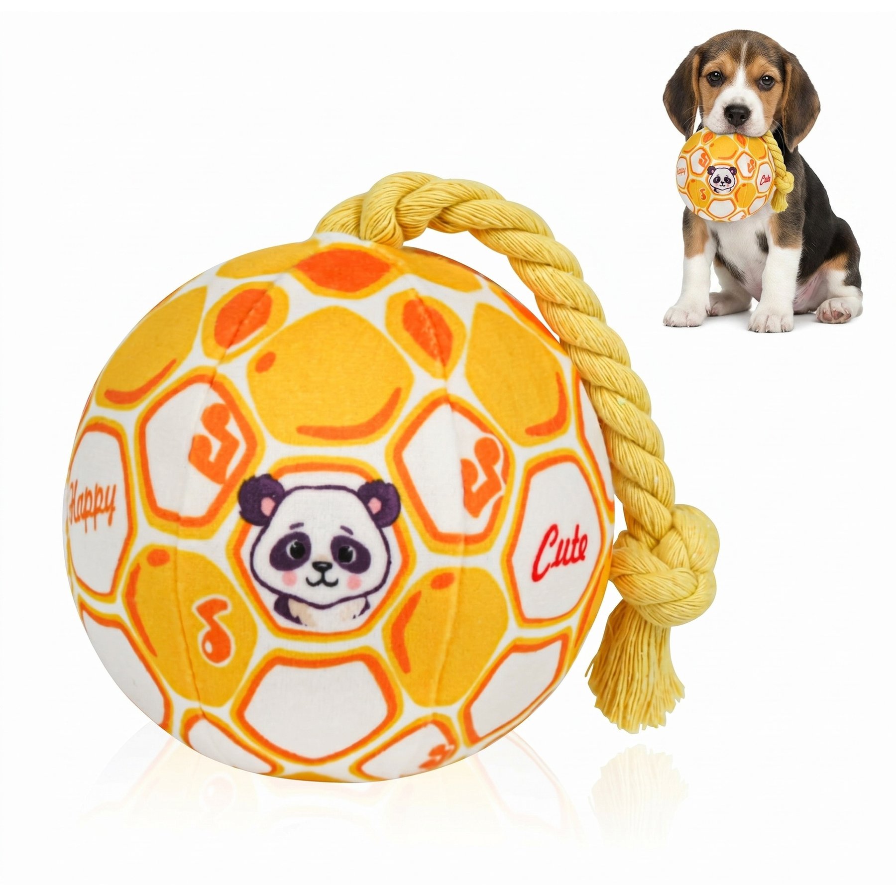 Kseroo Unicorn Ball Squeaky Exercise Tough Plush Dog Toy, Orange