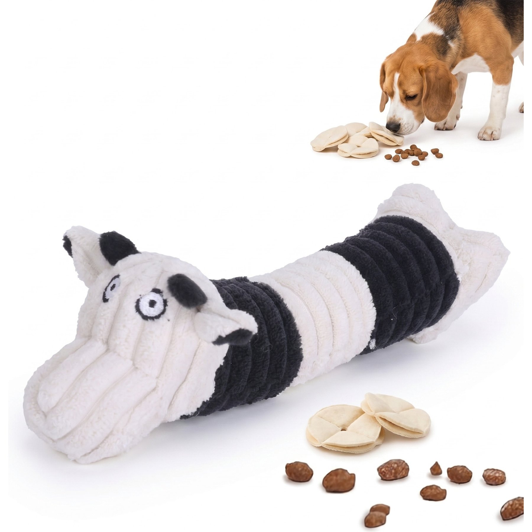 Kseroo Cow Squeaky Exercise Tough Plush Dog Toy, White