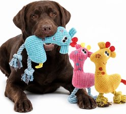 Kseroo Deer Squeaky Exercise Tough Plush Dog Toy, Multi, 3 count