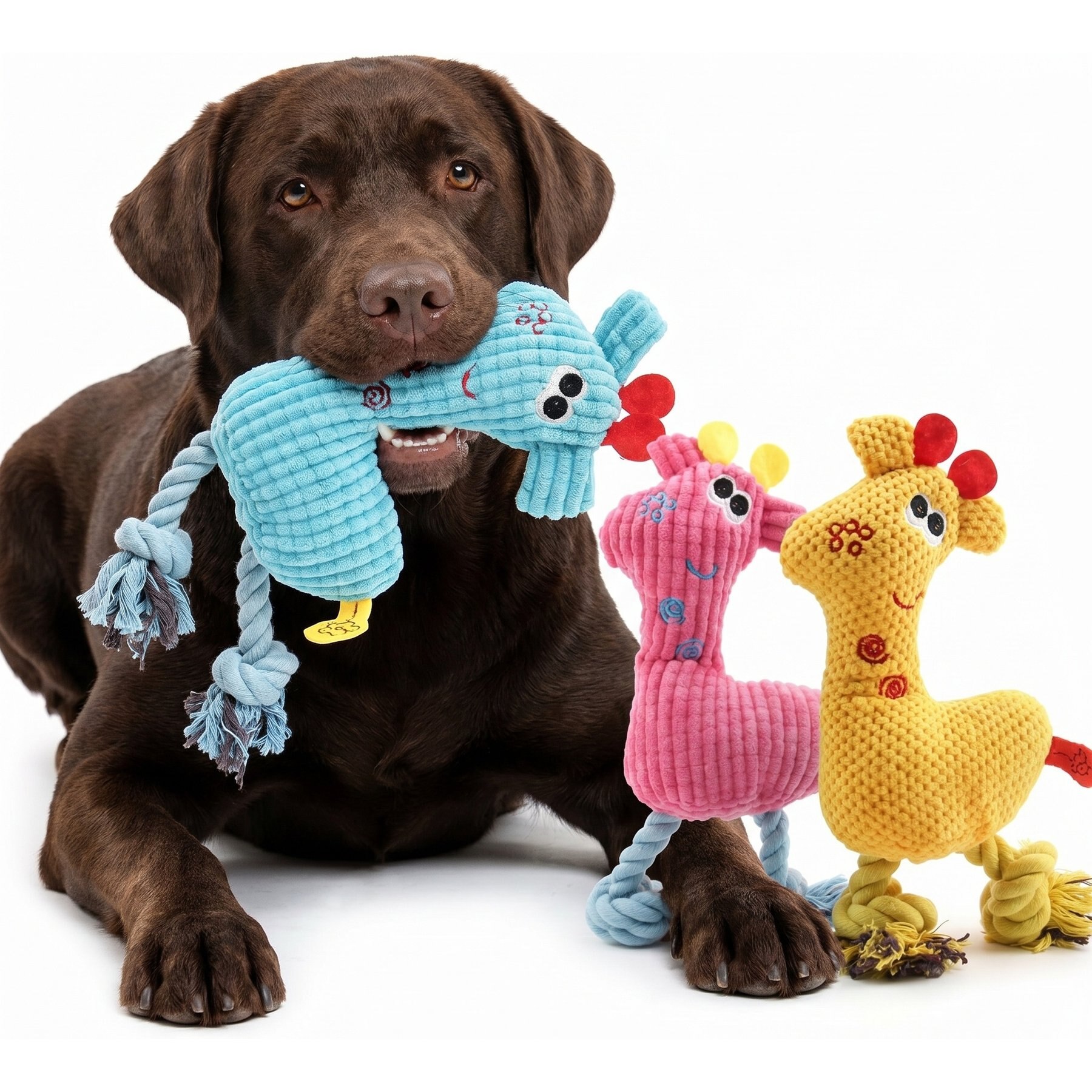 Kseroo Deer Squeaky Exercise Tough Plush Dog Toy, Multi, 3 count