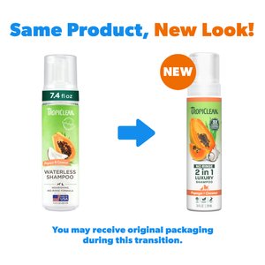 TropiClean Dry No Rinse Waterless Papaya & Coconut Dog & Cat Shampoo, 7.4-fl oz