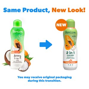 TropiClean Luxury 2-in-1 Papaya & Coconut Dog Shampoo & Conditioner, 20-fl oz bottle