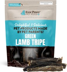 Raw Paws 6-inch Green Lamb Tripe Stick Dog Treats, 25 count