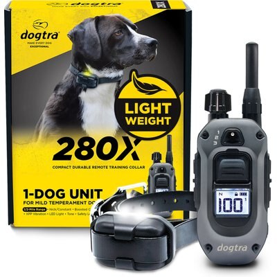 Dogtra Dogtra 280X 1/2 Mile IPX9K Waterproof Vibration & Tone Remote Dog Training Collar, Black, 10-in neck, 3/4-in wide