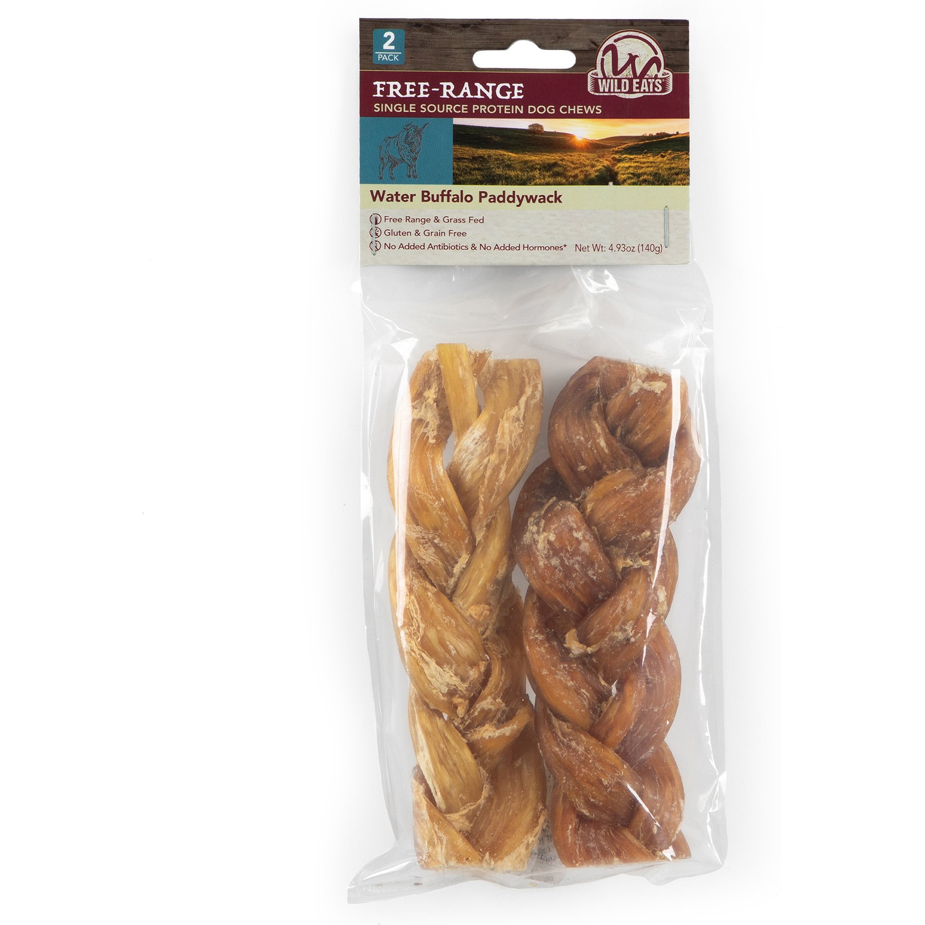 Wild Eats Water Buffalo Paddy Wack Single Source Protein Grain-Free Dog Chew Treats, 0.4-lb bag, 2 count
