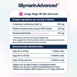 SilymarinAdvanced S-Adenosylmethionine & Silybin Tablet Liver Health Supplement for Large Dogs, 30 count