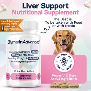 SilymarinAdvanced S-Adenosylmethionine & Silybin Tablet Liver Health Supplement for Large Dogs, 30 count