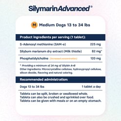 SilymarinAdvanced S-Adenosylmethionine & Silybin Tablet Liver Health Supplement for Medium Dogs, 30 count slide 2 of 9