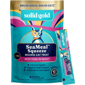 Solid Gold SeaMeal Mousse Lickable Squeeze Tuna Skin & Coat Digestive & Immune Health Cat Treats, 4 count