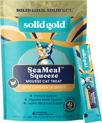 Solid Gold SeaMeal Mousse Lickable Squeeze Chicken Skin & Coat Digestive & Immune Health Cat Treat, 4 count