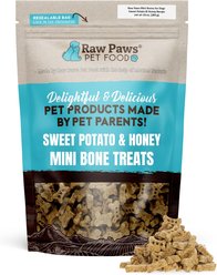 Raw Paws Mini Bone High-Protein Sweet Potato & Honey Recipe Crunchy Dog Treats, 10-oz bag