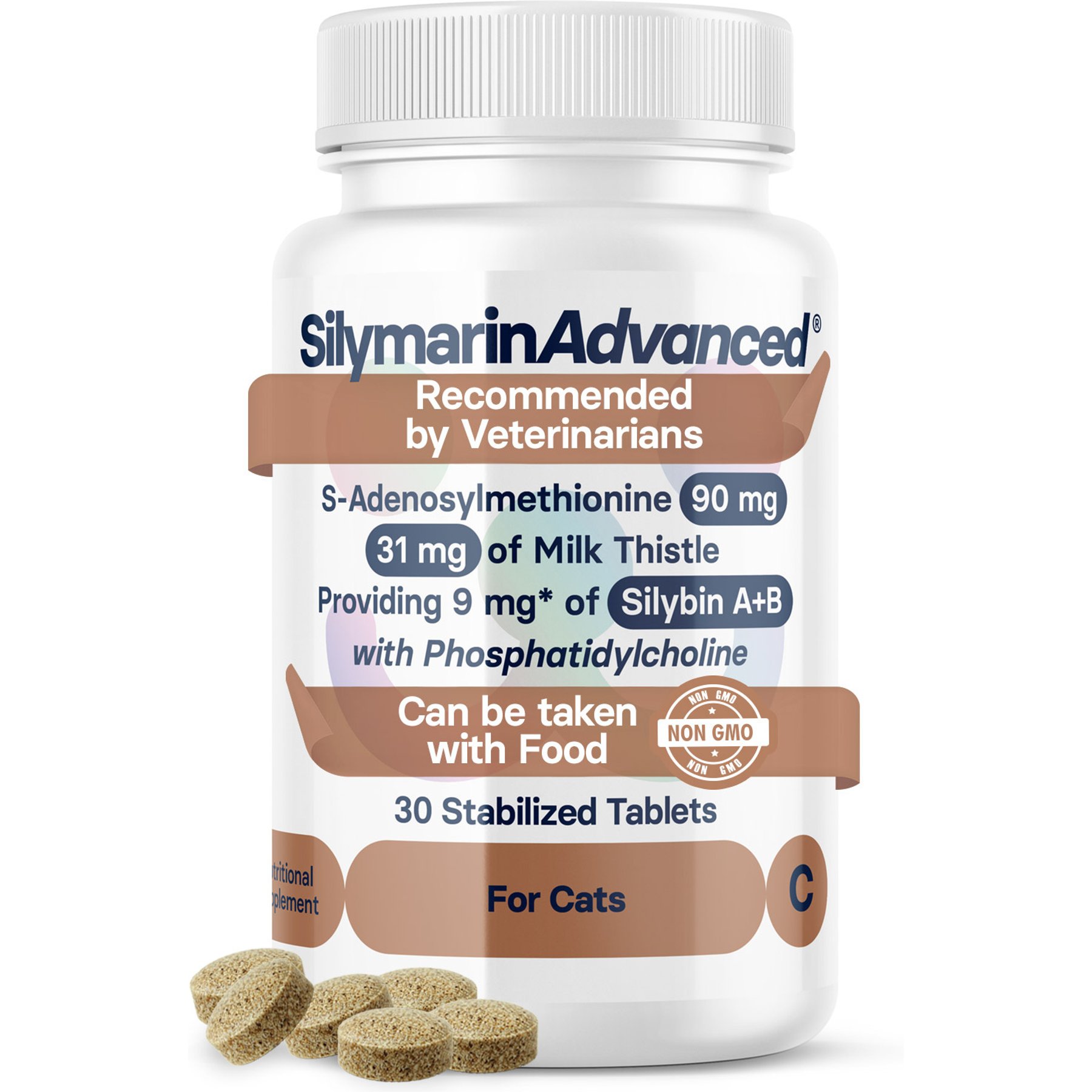 SilymarinAdvanced S-Adenosylmethionine & Silybin Tablet Liver Health Supplement for Cats, 30 count