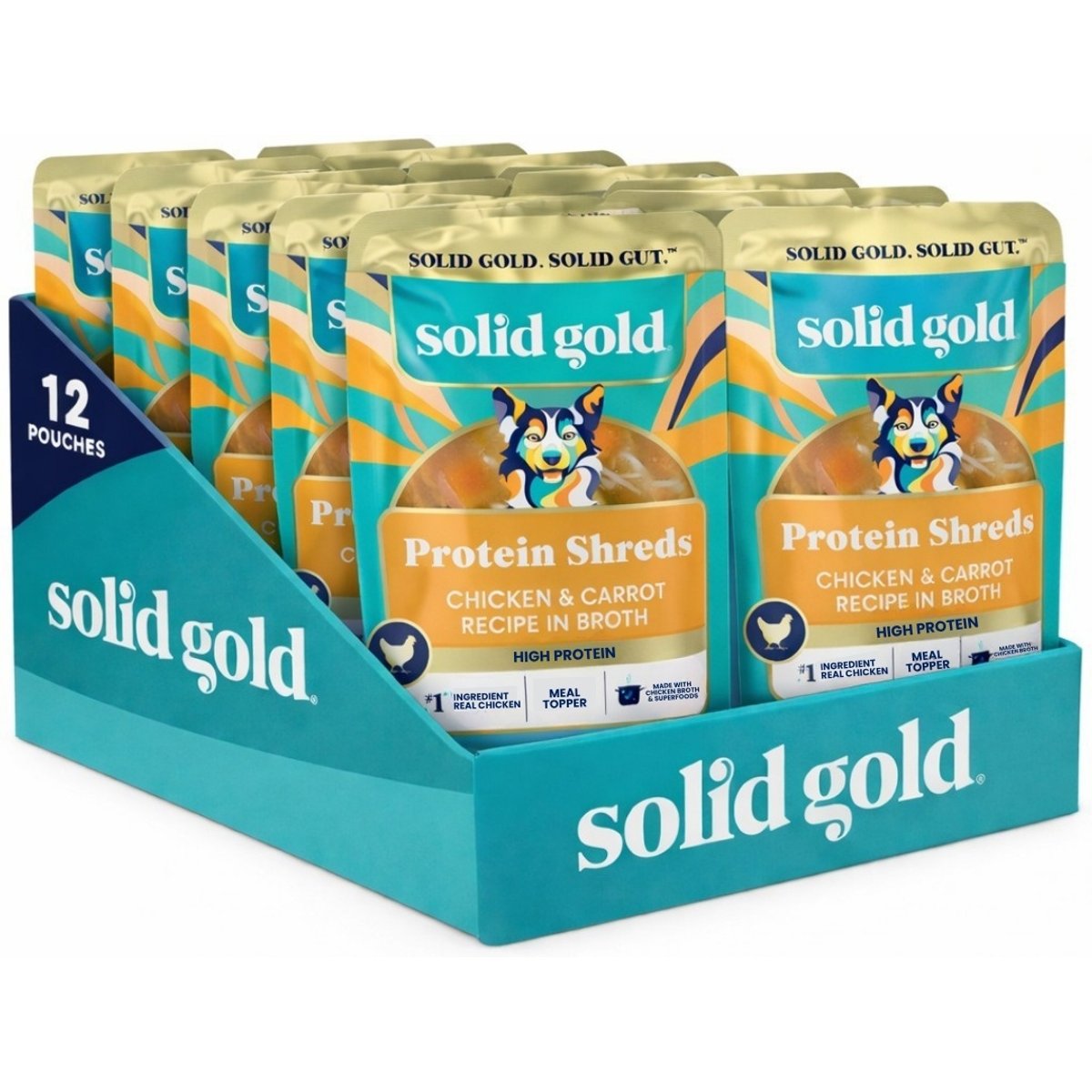 Solid Gold Protein Shred with Real Chicken & Vegetables Dog Food Topping, 3-oz bag, 12 count