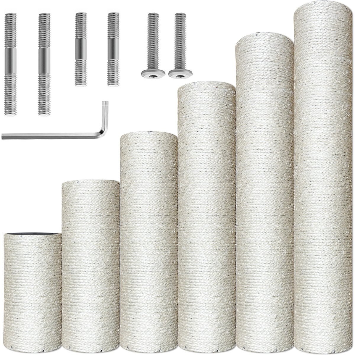Catry Repair & Refresh Nature Sisal Rope Scratching Post Replacement Cat Tree with M8 Screw Kit, Beige, 17.5-in