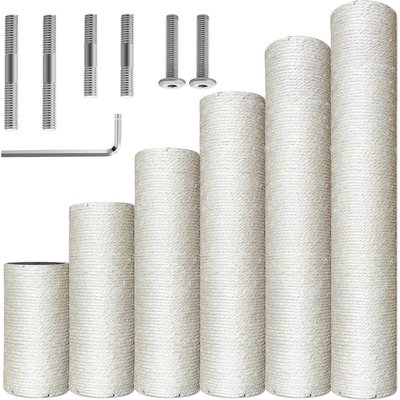 Catry Catry Repair & Refresh Nature Sisal Rope Scratching Post Replacement Cat Tree with M8 Screw Kit, Beige, 17.5-in