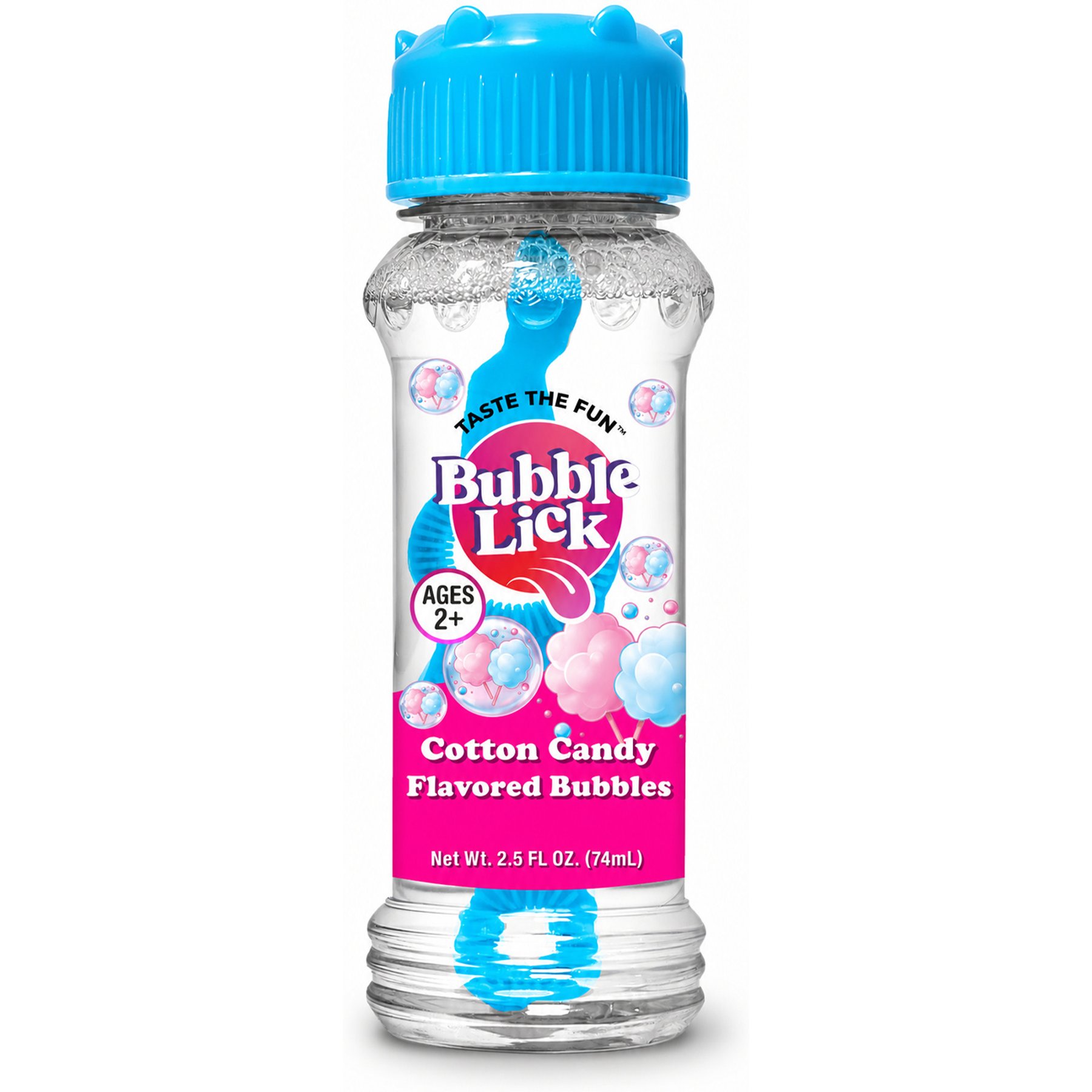 Bubble Lick Cotton Candy Flavored Bubbles Dog Toy, Clear/Blue Lid, 2.5-fl oz bottle