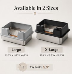 NonoPets Stainless Steel Pan Cat Litter Box with High Sides & Anti-Tracking Step, X-Large, Black slide 2 of 8