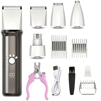MeWang MeWang Low Noise Cordless Rechargeable Pet Clipper Grooming Kit