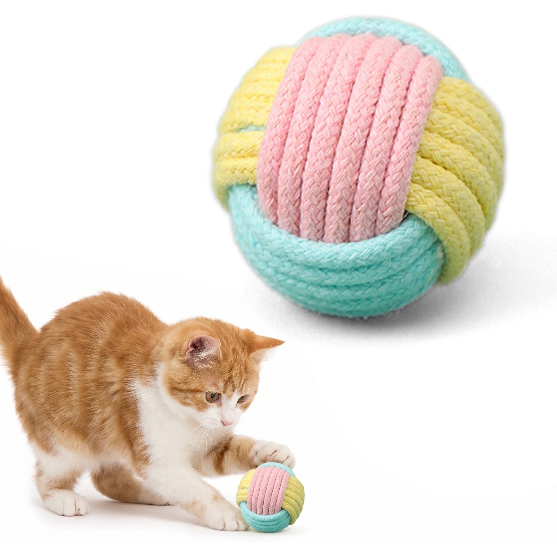 Kseroo Natural Sisal Three-Color Chew Ball Cat Toy