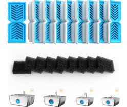 HINTON Stainless Steel Water Cat Replacement Fountain Filters & Pre-Filter Sponges, Blue, 9 count