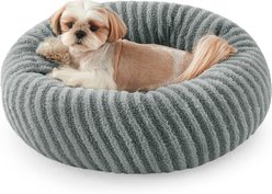 AIPERRO Plush Donut Round Dog Bed, Small, Grey