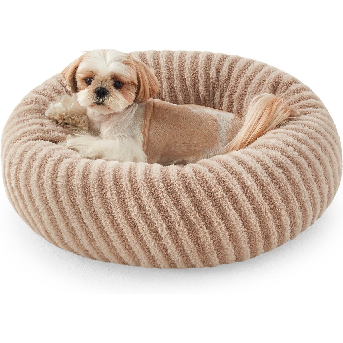 AIPERRO Plush Donut Round Dog Bed, Small, Brown