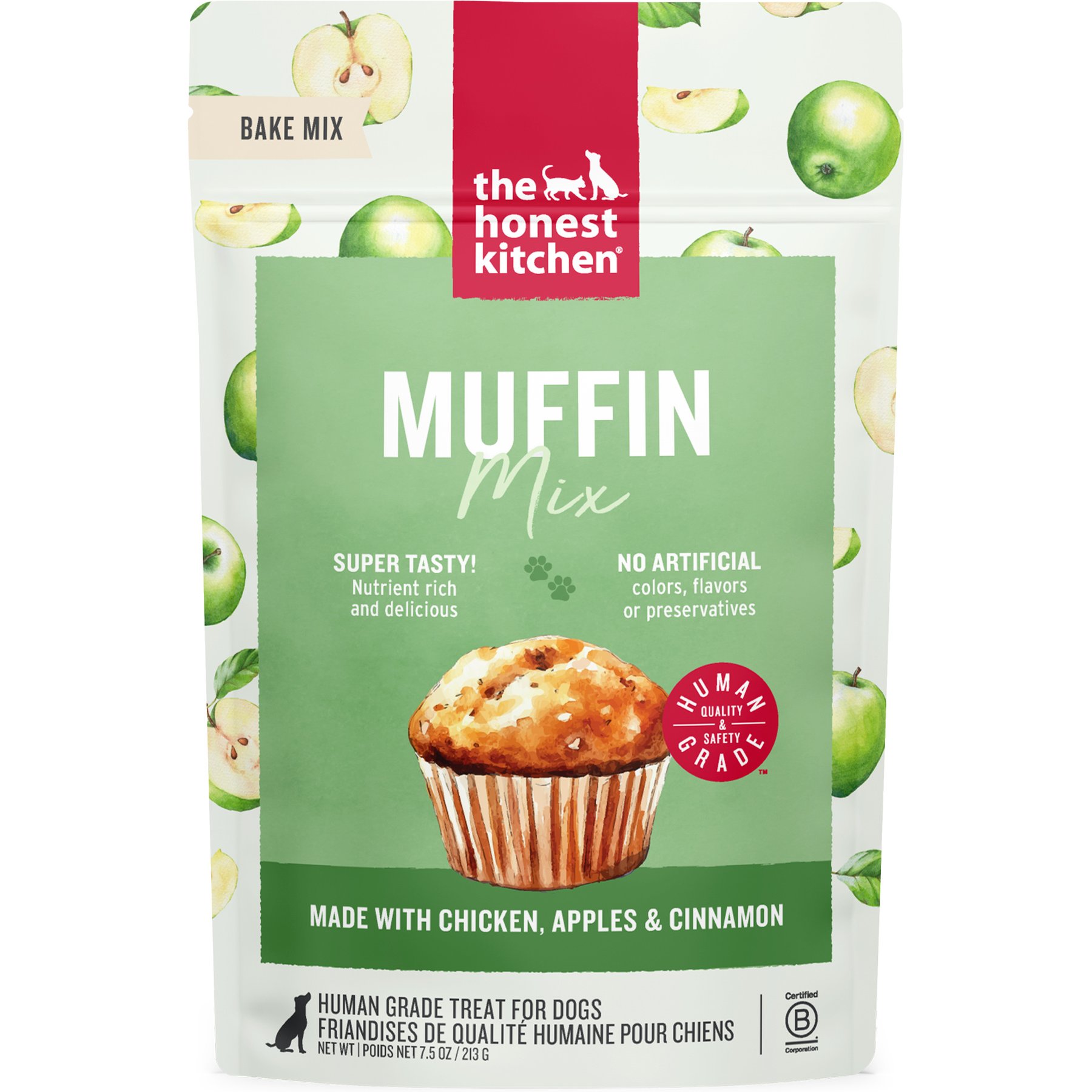 The Honest Kitchen Human-Grade Chicken, Apple & Cinnamon Muffin Mix for Dogs, 7.5-oz bag