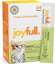 JoyFull Prebiotic Gluten-Free Squeeze Tuna Lickable Cat Treats, 12.7-oz box, 24 count