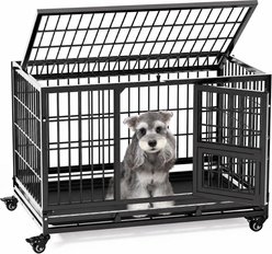 Gardner Pet Heavy Duty with Wheels, Folding with Removable Tray, Hard-Sided Dog Crate, Black, 32.4 x 20.3 x 22.0-in