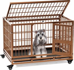 Gardner Pet Heavy Duty with Wheels, Folding with Removable Tray, Hard-Sided Dog Crate, Brown, 32.4 x 20.3 x 22.0-in