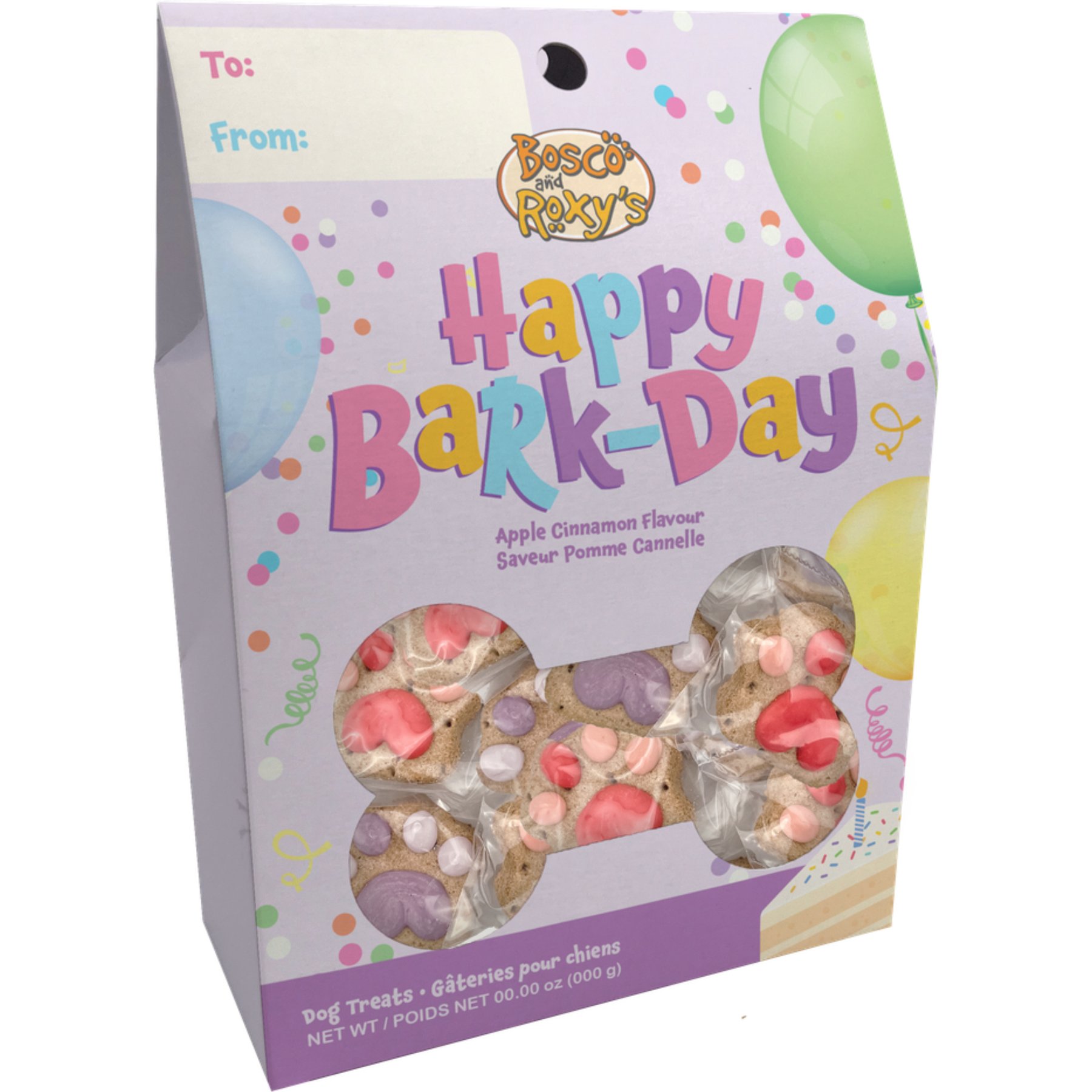 Bosco & Roxy's Happy Bark-Day Mini Paw Birthday Individually Wrapped Natural Yogurt Crunchy Dog Treats, 5.1-oz pouch, 8 count