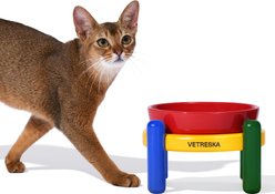 VETRESKA Chroma Dishwasher Safe Ceramic Dog Bowl Set, Red/Yellow/Blue/Green, Small: 20-oz