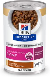 Hill's Prescription Diet Gastrointestinal Biome Chicken & Vegetable Stew Wet Dog Food, 12.5-oz, case of 12