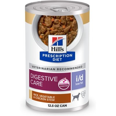 Hill's Prescription Diet Hill's Prescription Diet i/d Digestive Care Low Fat Rice, Vegetable & Chicken Stew Wet Dog Food, 12.5-oz, case of 24